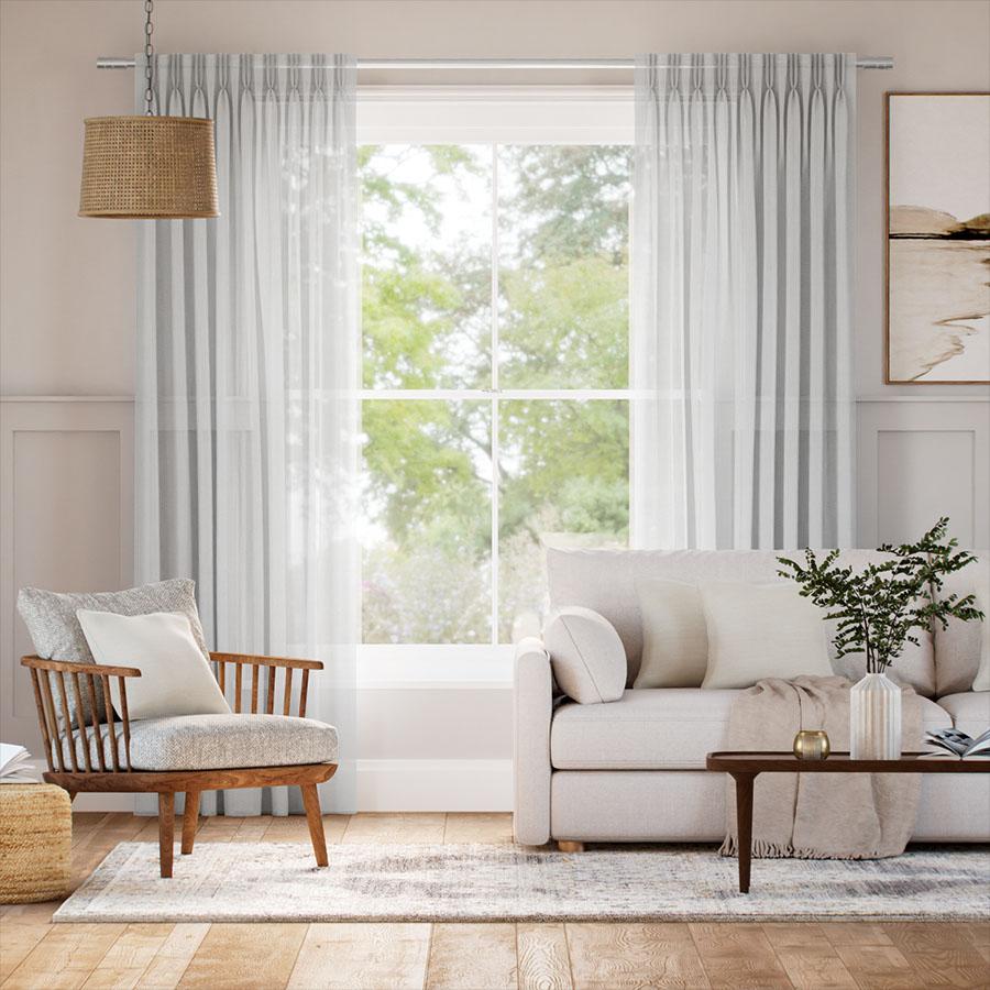 Drapery Curtains Casabella Sheer - White, Select Blinds