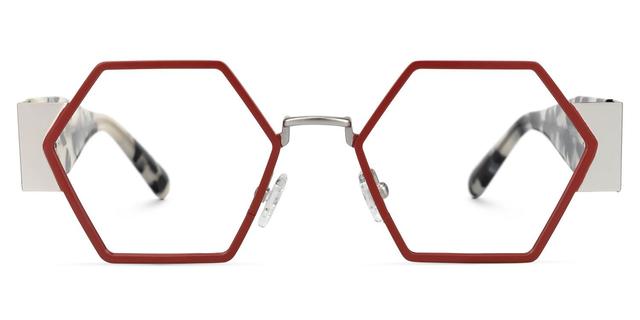 Lizzy - Geometric Red Eyeglasses