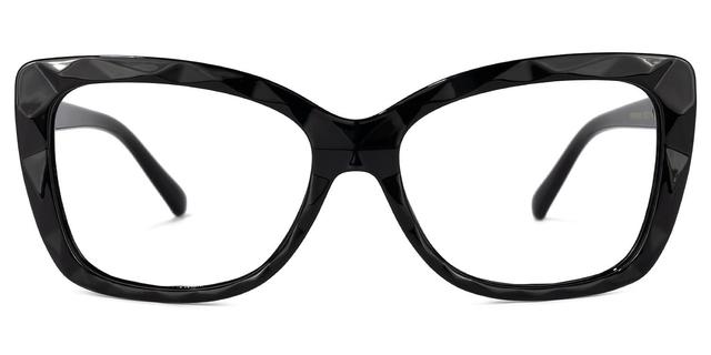 Letitia - Bold Faceted Black Rectangle Glasses