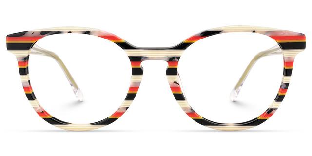 Boban - Round Black/Red Eyeglasses
