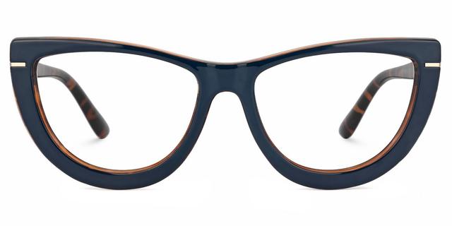 Rhea - Dark Blue Frame Glasses Tortoise Details