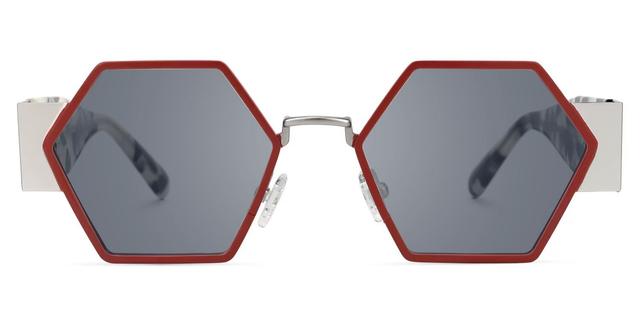 Lizzy - Geometric Red Sunglasses