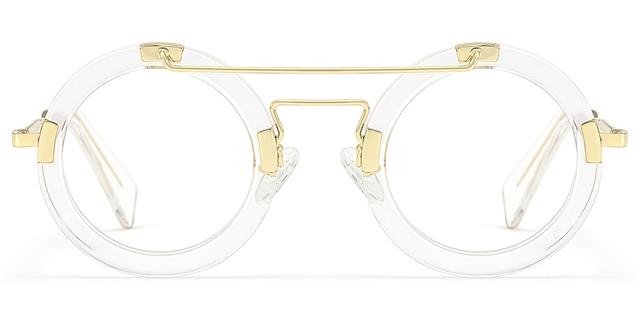 Perkins - Clear Round Retro Aviator Frame Glasses