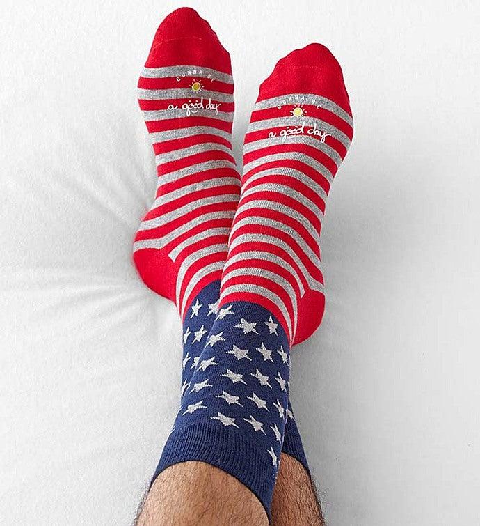 1-800-Flowers Everyday Gift Delivery Good Day™ Patriotic Socks For Men Good Day Stars & Stripes Socks Size 10-13