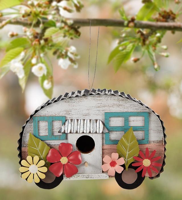 Floral Camper Birdhouse - Vintage Style Garden Decor