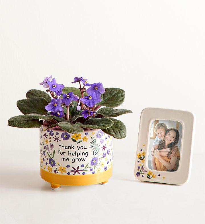 1-800-Flowers Plant Delivery Thanks For Helping Me Grow African Violet W/ Frame