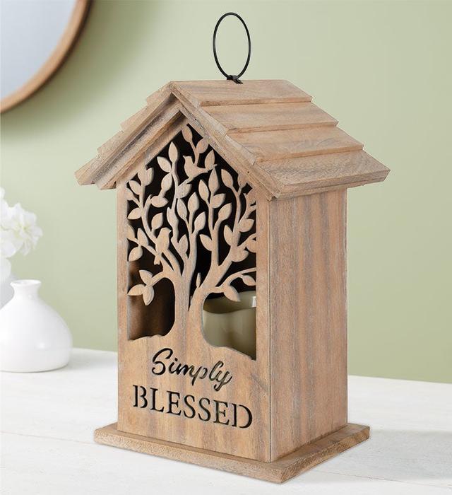 Simply Blessed Wooden Lantern - Inspiring LED Home Decor