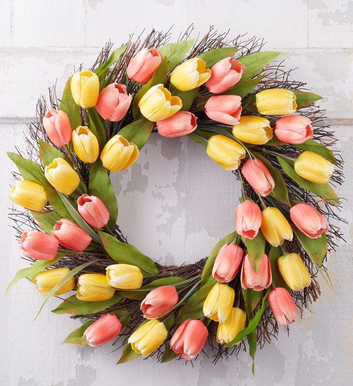1-800-Flowers Seasonal Gift Delivery Spring Tulip Wreath - 24" Spring Tulip Wreath-24"