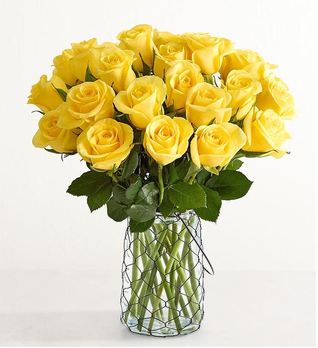 1-800-Flowers Flower Delivery Countryside Yellow Roses W/ Market Vase