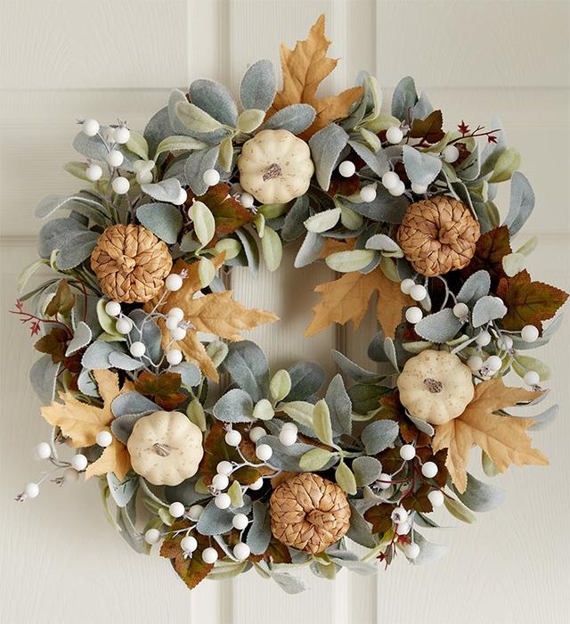 1-800-Flowers Gifts Delivery Ivory Pumpkin Autumn Wreath