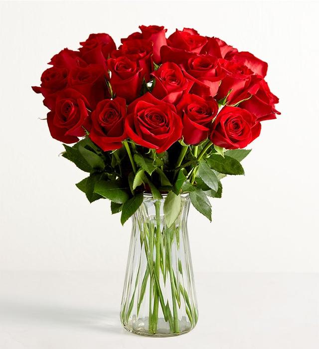 1-800-Flowers Flower Delivery Red Roses 24 Stems W/ Clear Vase