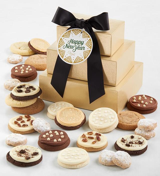 Happy New Year Gift Tower by Cheryl's Cookies