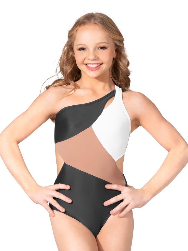 Lumi Collective Color Block Peek-A-Boo Leotard Coral/Light Pink YL LUM101