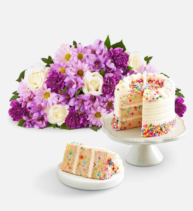 Lavender Garden & Time to Celebrate Birthday Cake™ | Bouquet Only | Shari's Berries