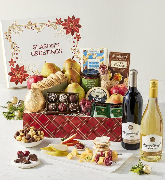 Holiday Founders' Favorites Gift Box With Wine - 2 Bottles, Gourmet Assorted Foods, Gifts by Harry & David