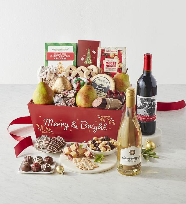 Deluxe Christmas Gift Basket With Wine, Assorted Foods, Cakes by Harry & David