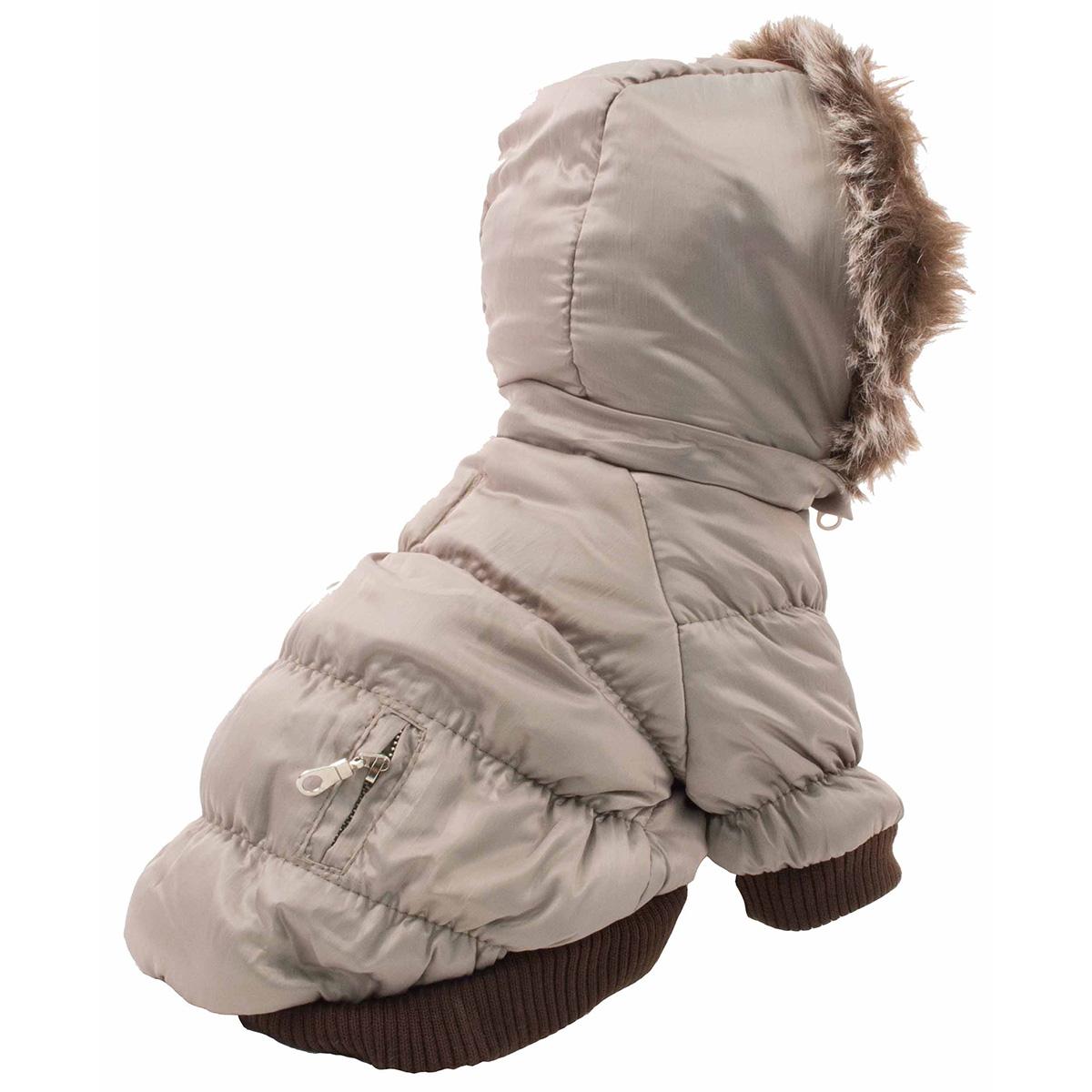 Insulated Dog Coat Parka with Removable Hood - White Camo - M
