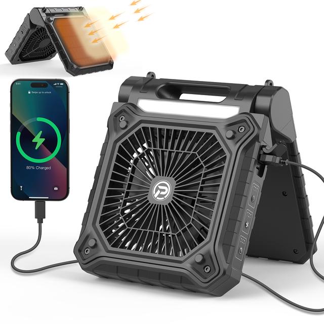 Solar Powered Fan with LED Lights