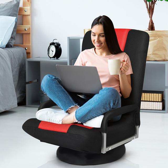 360-Degree Swivel Gaming Floor Chair - Gray