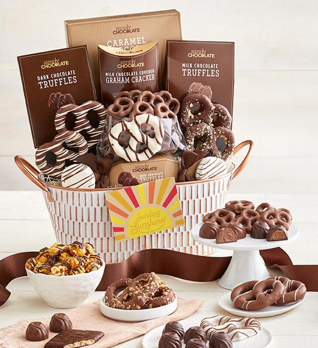 Get Well Snacking Favorites Basket-Grande, Family Item Food Gourmet Candy Confections Chocolate by Simply Chocolate