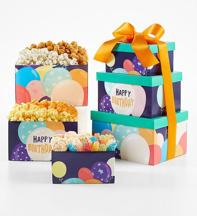 3-Tier Popcorn Gift Tower with Candy & Cookies