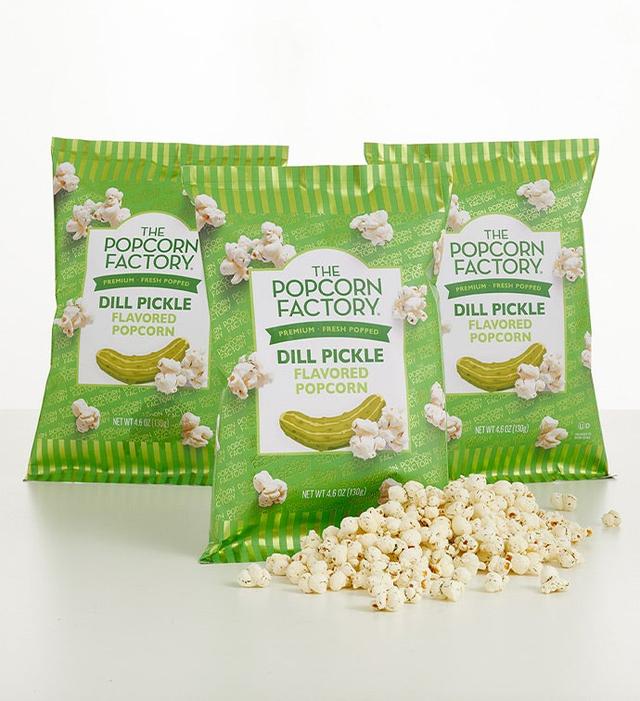 3 Count Dill Pickle Popcorn Bags, Popcorn Gift Box, Halloween Gifts by The Popcorn Factory