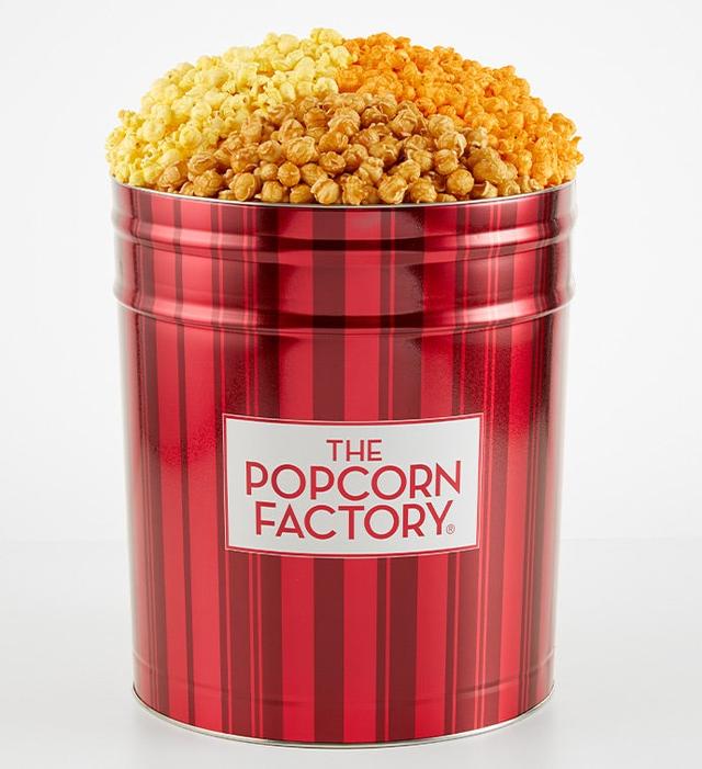 6 1/2 Gallon 3 Flavor Popcorn Tin, Housewarming Gifts by The Popcorn Factory