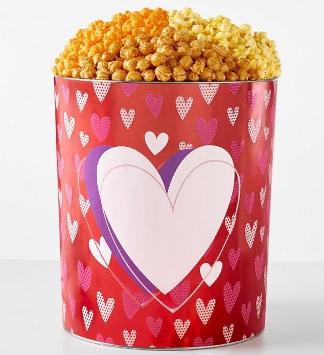 6 1/2 Gallon 3 Flavor Popcorn Tin, Valentine's Day Gifts by The Popcorn Factory