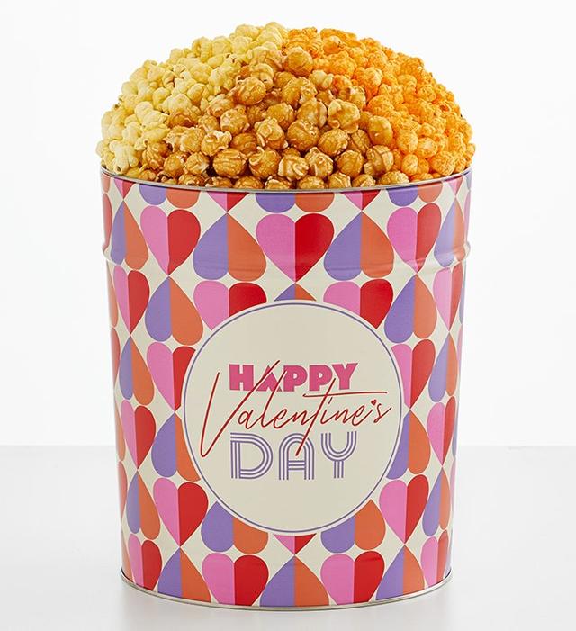 3 1/2 Gallon 3 Flavor Popcorn Tin, Valentine's Day Gifts by The Popcorn Factory