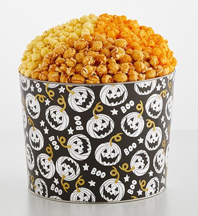 Boo Pumpkins 2 Gallon 3 Flavor Popcorn Tin, Halloween Gifts by The Popcorn Factory