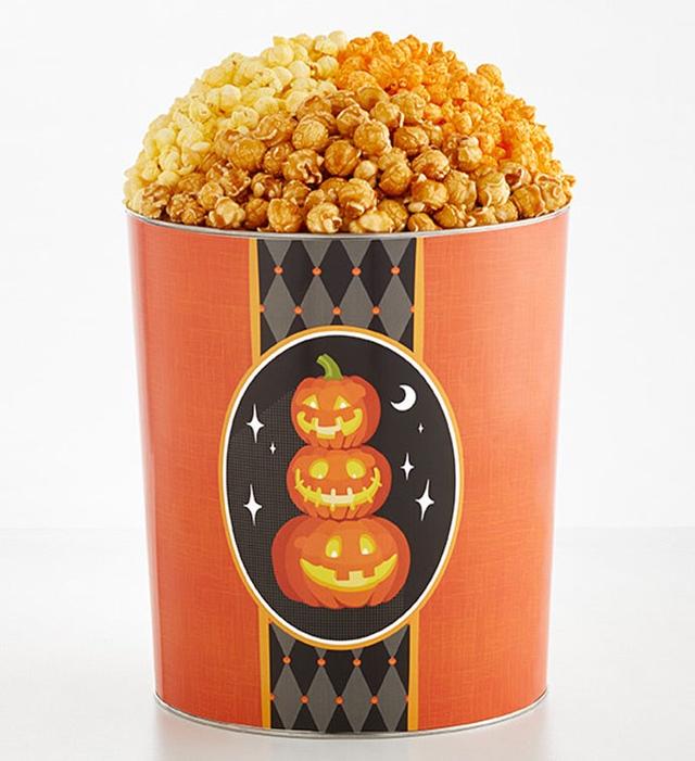 Halloween Delight 3 1/2 Gallon 3 Flavor Popcorn Tin, Halloween Gifts by The Popcorn Factory