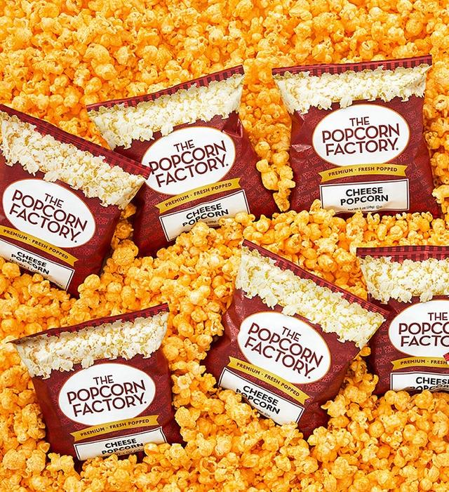 100 Count Cheese Popcorn 6X7 Red Foil Bags, Popcorn Gift Box, Halloween Gifts by The Popcorn Factory