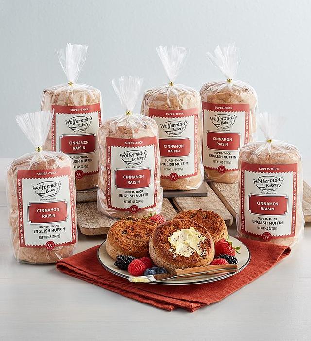 Cinnamon Raisin Super-Thick English Muffins - 6 Packages by Wolfermans