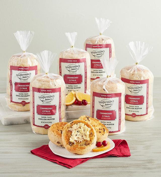 Cranberry Citrus Super-Thick English Muffins - 6 Packages by Wolfermans