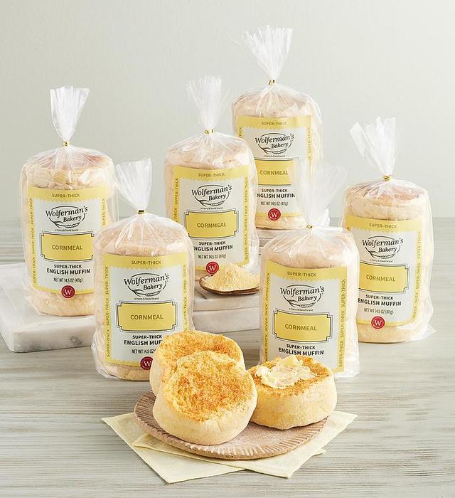 Cornmeal Super-Thick English Muffins - 6 Packages by Wolfermans