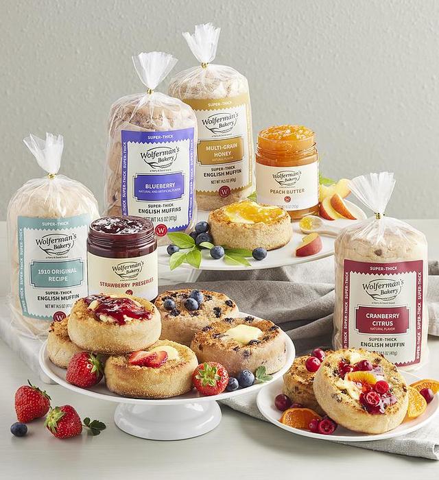 Super-Thick English Muffins with Spreads by Wolfermans