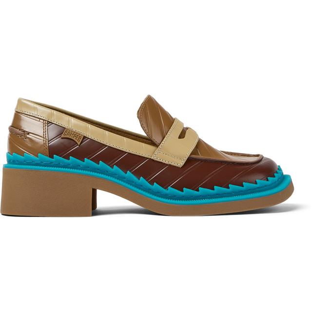 CAMPER Twins - Loafers for Women - Burgundy,Beige,Brown, size 38, Smooth leather