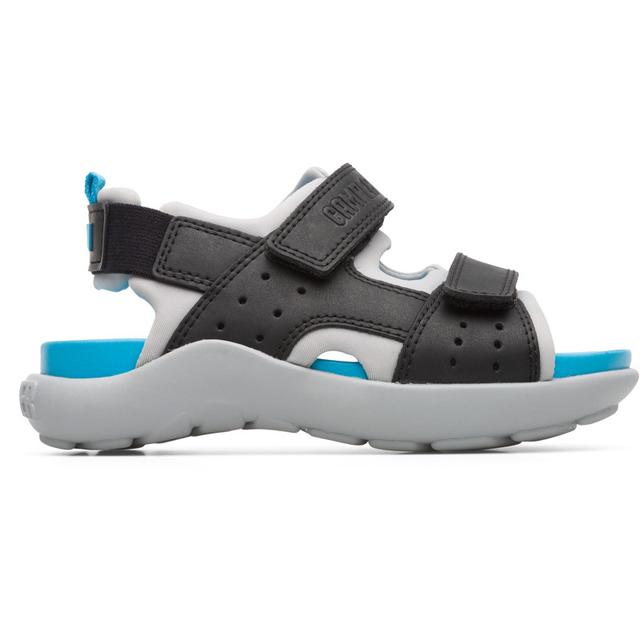 CAMPER Wous - Sandalias para Niñas - Negro,Gris, talla 29, Piel Lisa/Textil