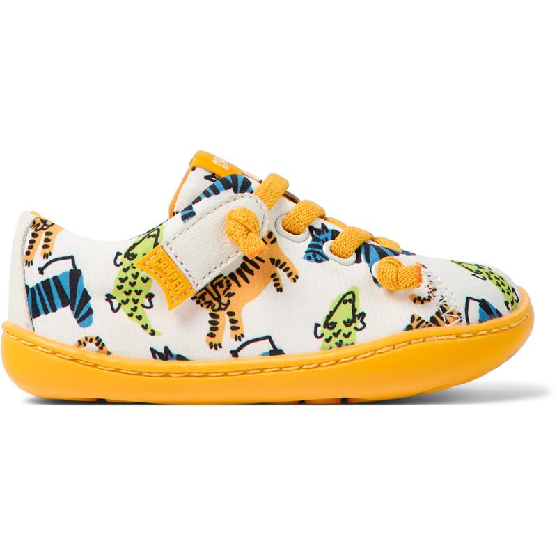 CAMPER Peu - Smart casual shoes for First walkers - White,Orange,Blue, size 8.5, Cotton fabric/Smooth leather