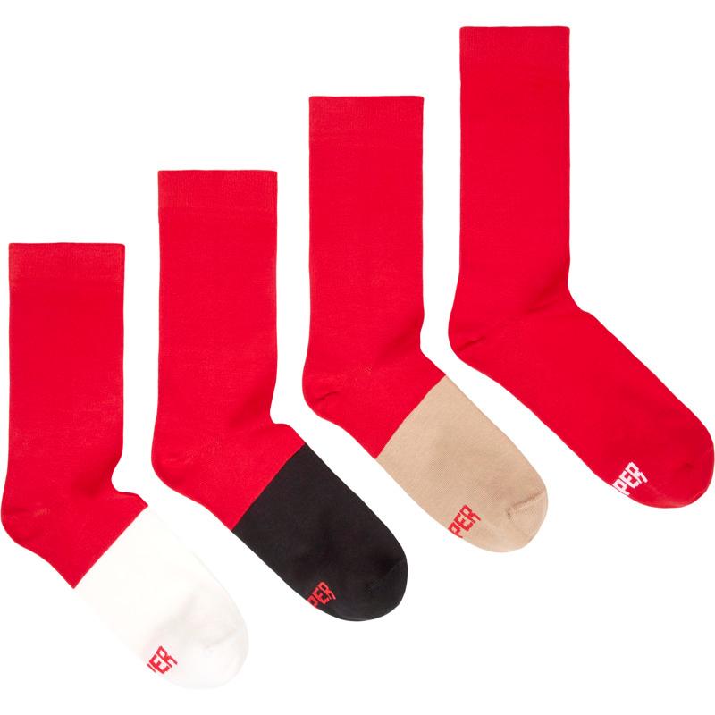 CAMPER Odd Socks Pack - Unisex Chaussettes - Rouge,Noir,Blanc, taille L, Tissu en coton