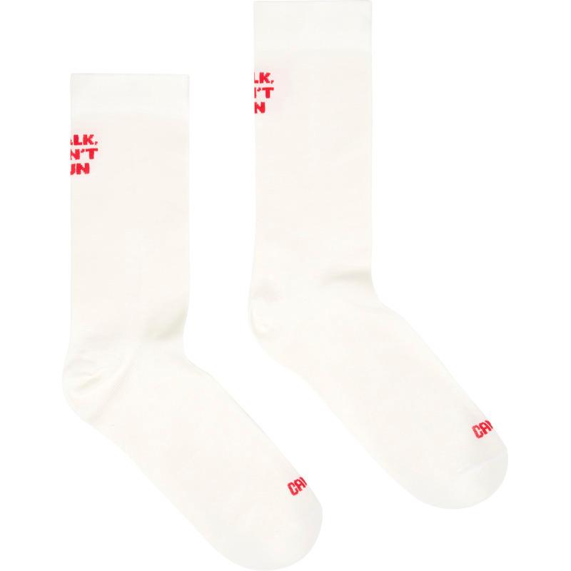 CAMPER White Seacell mid-length socks - Unisex Chaussettes - Blanc, taille L, Tissu en coton