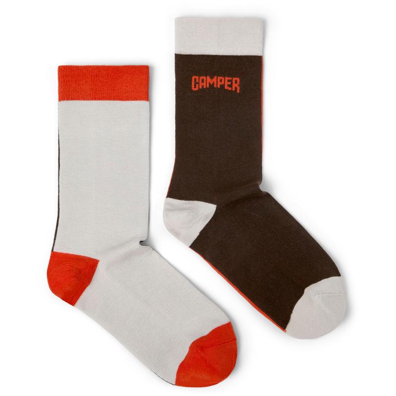 CAMPER Socks - Unisex Socks - Brown,Orange,Beige, size M, Cotton fabric