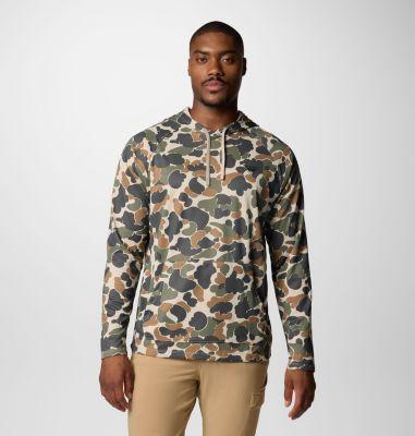 Columbia Men's PFG Wild Cast Camp Hoodie - M - Green,Camo  Fossil