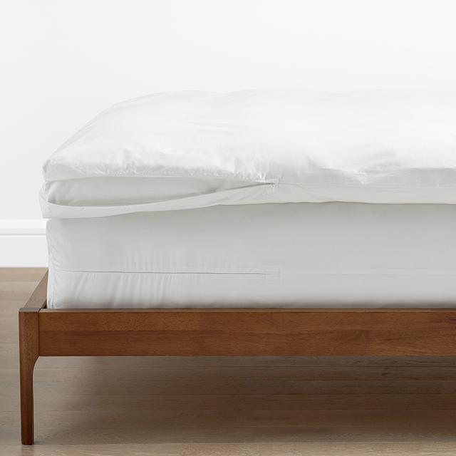 Featherbed Protector - White, Size Twin, Cotton | The Company Store
