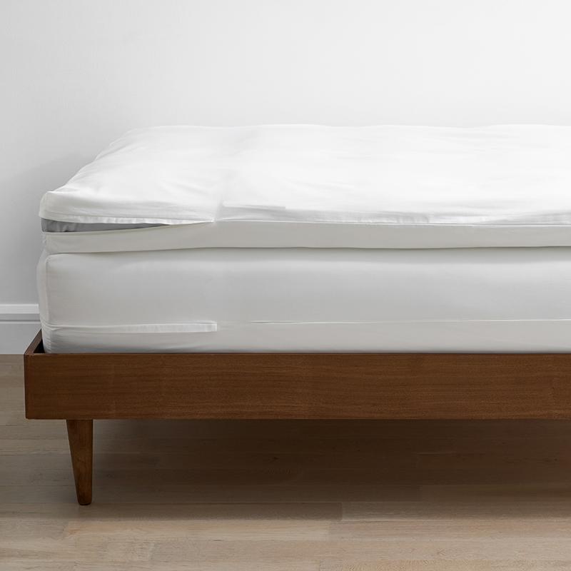 Organic Cotton Sateen Featherbed Protector - White, Size California King | The Company Store
