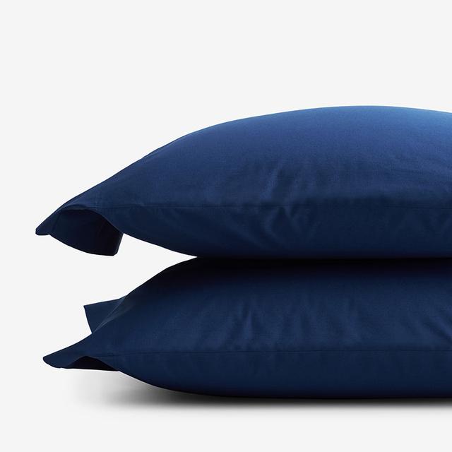 Classic Cool Organic Cotton Percale Solid Pillowcase Set - Blue, Size Standard | The Company Store