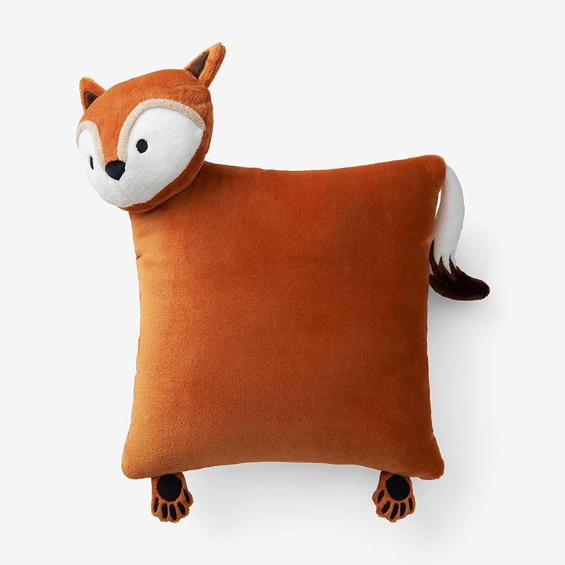 Plush Character Pillow - Orange/Coral, Size S18, Fleece, Animals Whimsy | The Company Store