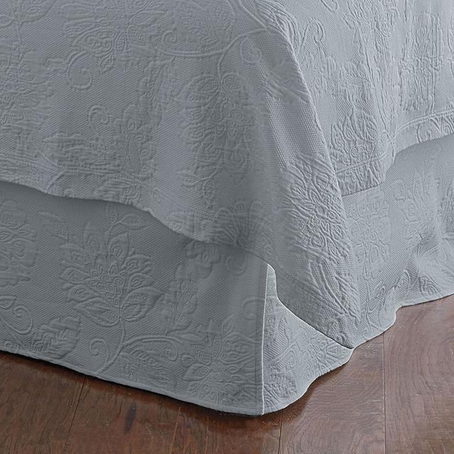 Putnam Cotton Matelassé 14 in. Drop Bed Skirt - Sterling Gray, Size Twin | The Company Store