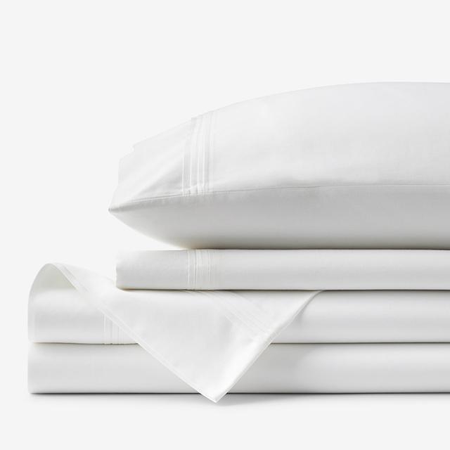 Luxe Smooth Egyptian Cotton Sateen Bed Sheet Set - White, Size Full | The Company Store