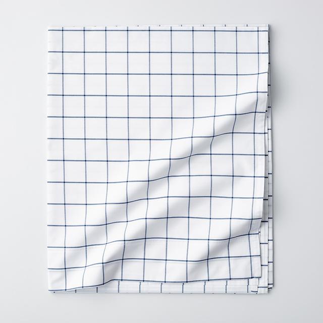 Tailored Stripes and Plaids Classic Cool Cotton Percale Flat Bed Sheet - Block Plaid Navy, Twin/Twin XL - Blue/Plaids | The Company Store